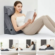 L'AGRATY 3pcs Orthopedic Bed Wedge Pillow Set,12-in-1,Post Surgery Foam Pillow for Neck, Back and Leg Pain Relief,Anti Snoring,Adjustable Triangle Pillow for Sleeping Acid Reflux,Grey